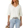 image:imageArachampCloz Womens Wool Blend Elbow Sleeve Summer Oversized Casual SweaterOffwhite