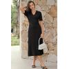 image:imageArachampCloz Womens Lyocell Blend Polo V Neck Spring Summer Work Short Sleeve A Line Midi Dress 2026Black