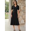 image:imageArachampCloz Womens Lyocell Blend Polo V Neck Spring Summer Work Short Sleeve A Line Midi Dress 2026Black