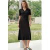 image:imageArachampCloz Womens Lyocell Blend Polo V Neck Spring Summer Work Short Sleeve A Line Midi Dress 2026Black