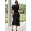 image:imageArachampCloz Womens Lyocell Blend Polo V Neck Spring Summer Work Short Sleeve A Line Midi Dress 2026Black