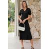 image:imageArachampCloz Womens Lyocell Blend Polo V Neck Spring Summer Work Short Sleeve A Line Midi Dress 2026Black