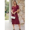image:imageArachampCloz Womens Lyocell Blend Polo V Neck Spring Summer Work Short Sleeve A Line Midi Dress 2026Burgundy Red