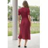 image:imageArachampCloz Womens Lyocell Blend Polo V Neck Spring Summer Work Short Sleeve A Line Midi Dress 2026Burgundy Red