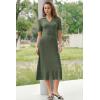 image:imageArachampCloz Womens Lyocell Blend Polo V Neck Spring Summer Work Short Sleeve A Line Midi Dress 2026Olive Green