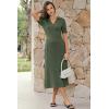 image:imageArachampCloz Womens Lyocell Blend Polo V Neck Spring Summer Work Short Sleeve A Line Midi Dress 2026Olive Green