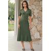 image:imageArachampCloz Womens Lyocell Blend Polo V Neck Spring Summer Work Short Sleeve A Line Midi Dress 2026Olive Green