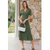 image:imageArachampCloz Womens Lyocell Blend Polo V Neck Spring Summer Work Short Sleeve A Line Midi Dress 2026Olive Green
