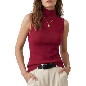 image:imageArachampCloz Womens Wool Blend Slim Fit Soft Turtleneck Casual Tank Tops AllSeasonBurgundy
