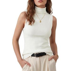 image:imageArachampCloz Womens Wool Blend Slim Fit Soft Turtleneck Casual Tank Tops AllSeasonOffwhite