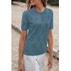 image:imageArachampCloz Womens Lightweight Blouse Short Sleeve Crew Neck Sweaters Business Casual Tops Spring Summer Outfits 2026Dusty Blue