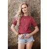 image:imageArachampCloz Womens Lightweight Blouse Short Sleeve Crew Neck Sweaters Business Casual Tops Spring Summer Outfits 2026Dusty Red