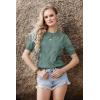 image:imageArachampCloz Womens Lightweight Blouse Short Sleeve Crew Neck Sweaters Business Casual Tops Spring Summer Outfits 2026Grey Green