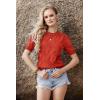 image:imageArachampCloz Womens Lightweight Blouse Short Sleeve Crew Neck Sweaters Business Casual Tops Spring Summer Outfits 2026Rust