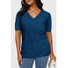 image:imageArachampCloz Womens Lightweight Spring Summer Sweater Tops Casual Short Sleeve Blouses ShirtsAzdark Blue