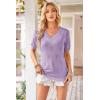 image:imageArachampCloz Womens Lightweight Spring Summer Sweater Tops Casual Short Sleeve Blouses ShirtsAzlight Purple