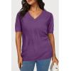 image:imageArachampCloz Womens Lightweight Spring Summer Sweater Tops Casual Short Sleeve Blouses ShirtsAzpurple