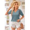 image:imageArachampCloz Womens Lightweight Spring Summer Sweater Tops Casual Short Sleeve Blouses ShirtsBgrey Blue