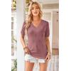 image:imageArachampCloz Womens Lightweight Spring Summer Sweater Tops Casual Short Sleeve Blouses ShirtsDusty Rose