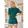 image:imageArachampCloz Womens Lightweight Spring Summer Sweater Tops Casual Short Sleeve Blouses ShirtsGreen 03