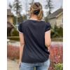 image:imageArachampCloz Womens Summer Tops Fashion 2023 Ruffle Short Sleeve V Neck Floral Dressy Casual Blouse ShirtsBlack