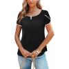 image:imageArachampCloz Womens Summer Tops Fashion 2023 Ruffle Short Sleeve V Neck Floral Dressy Casual Blouse ShirtsBlack