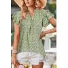image:imageArachampCloz Womens Summer Tops Fashion 2023 Ruffle Short Sleeve V Neck Floral Dressy Casual Blouse ShirtsGreen Floral