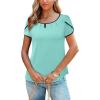 image:imageArachampCloz Womens Summer Tops Fashion 2023 Ruffle Short Sleeve V Neck Floral Dressy Casual Blouse ShirtsLight Blue