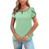 image:imageArachampCloz Womens Summer Tops Fashion 2023 Ruffle Short Sleeve V Neck Floral Dressy Casual Blouse ShirtsLight Green