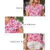 image:imageArachampCloz Womens Summer Tops Fashion 2023 Ruffle Short Sleeve V Neck Floral Dressy Casual Blouse ShirtsPink Floral