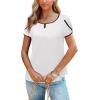 image:imageArachampCloz Womens Summer Tops Fashion 2023 Ruffle Short Sleeve V Neck Floral Dressy Casual Blouse ShirtsWhite