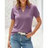 image:imageArachampCloz Womens Wool Blend Knit Spring Summer Business Casual Lightweight Short Sleeve Sweater Pullover 2026Purple