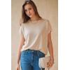 image:imageArachampCloz Womens Wool Blend Short Sleeve Oversized Sweater Business Casual Tops Summer 2026Apricot