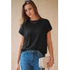 image:imageArachampCloz Womens Wool Blend Short Sleeve Oversized Sweater Business Casual Tops Summer 2026Black