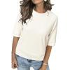 image:imageArachampCloz Womens Lightweight Blouse Short Sleeve Crew Neck Sweaters Business Casual Tops Spring Summer Outfits 2026Zbeige
