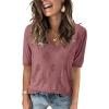 image:imageArachampCloz Womens Lightweight Spring Summer Sweater Tops Casual Short Sleeve Blouses ShirtsDusty Rose