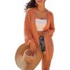 image:imageArachampCloz Womens Oversized Crochet Cover Up Summer Cardigan Lightweight Beach Vacation Kimonos 2026Orange