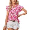 image:imageArachampCloz Womens Summer Tops Fashion 2023 Ruffle Short Sleeve V Neck Floral Dressy Casual Blouse ShirtsPink Floral