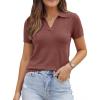 image:imageArachampCloz Womens Wool Blend Knit Spring Summer Business Casual Lightweight Short Sleeve Sweater Pullover 2026Dusty Red