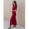 image:imageArachampCloz Womens Wool Blend Lightweight Spring Casual T Shirts Maxi Dress 2026Burgundy