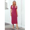 image:imageArachampCloz Womens Wool Blend Lightweight Spring Casual T Shirts Maxi Dress 2026Rose Red