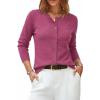 image:imageArachampCloz Womens Wool Blend Lightweight Business Casual Cardigan Sweaters TopsRose Red