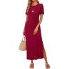 image:imageArachampCloz Womens Wool Blend Lightweight Spring Casual T Shirts Maxi Dress 2026Burgundy