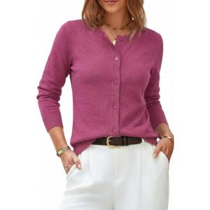image:imageArachampCloz Womens Wool Blend Lightweight Business Casual Cardigan Sweaters TopsRose Red