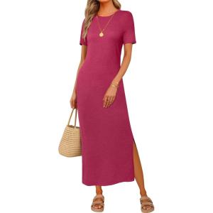 image:imageArachampCloz Womens Wool Blend Lightweight Spring Casual T Shirts Maxi Dress 2026Rose Red