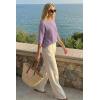 image:imageArachampCloz Womens Summer 100 Cotton Relaxed Fit Crochet Tops 34 Length Sleeve Sweater Hollow Out Casual Blouses 2026Purple