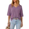 image:imageArachampCloz Womens Wool Blend Elbow Sleeve Summer Oversized Casual SweaterLavender