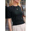image:imageArachampCloz Womens 100 Cotton Short Sleeve Sweater Cropped Crew Neck Business Casual Tops Summer 2026Black