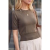 image:imageArachampCloz Womens 100 Cotton Short Sleeve Sweater Cropped Crew Neck Business Casual Tops Summer 2026Coffee