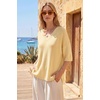 image:imageArachampCloz Womens Wool Blend Elbow Sleeve Summer Oversized Casual SweaterCream Yellow